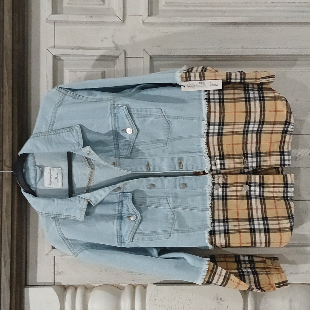Women Denim and Plaid Jacket NWT
